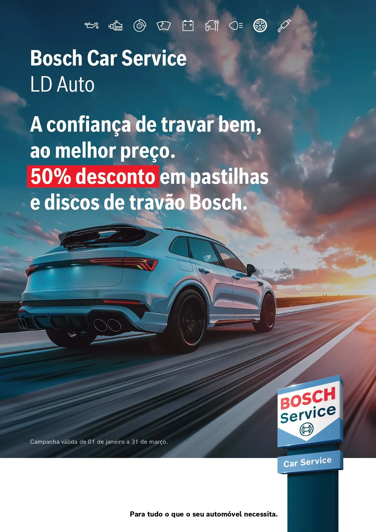 50% Desconto Discos e Pastilhas BOSCH